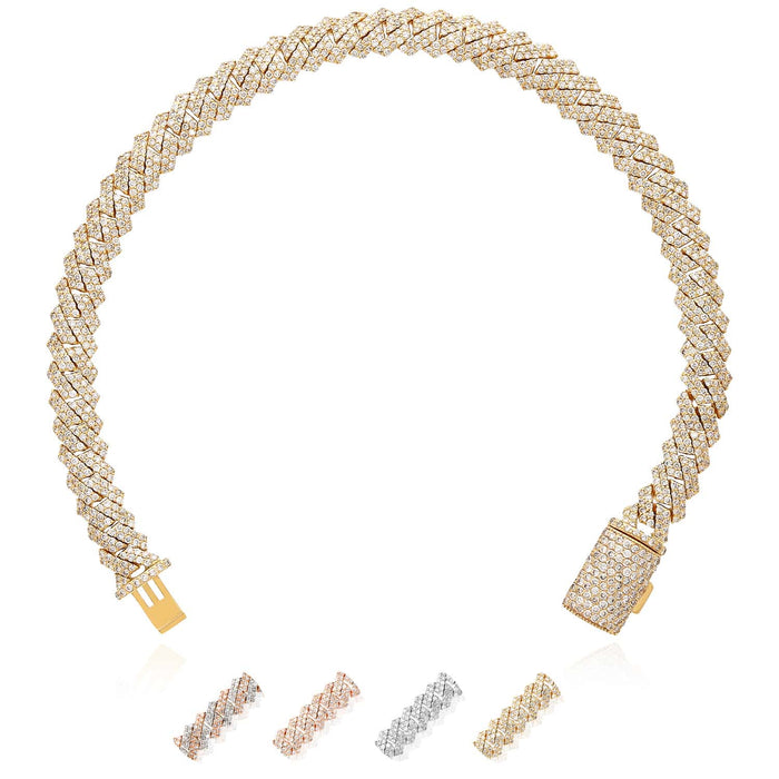 4.65CTW Natural Diamond Pave 14K Rose Gold Yellow White Edge Miami Bracelet (Solid Links) 7.5" - WJD Exclusives