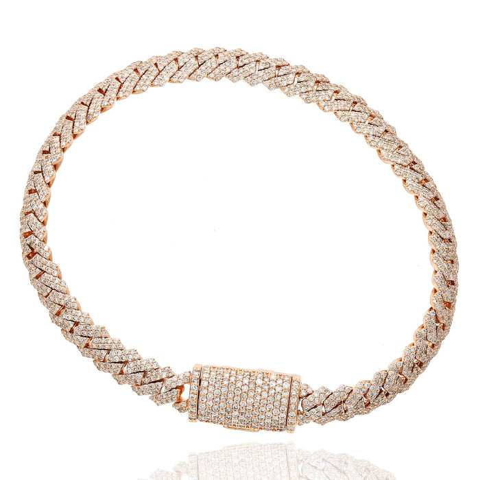 4.65CTW Natural Diamond Pave 14K Rose Gold Yellow White Edge Miami Bracelet (Solid Links) 7.5" - WJD Exclusives