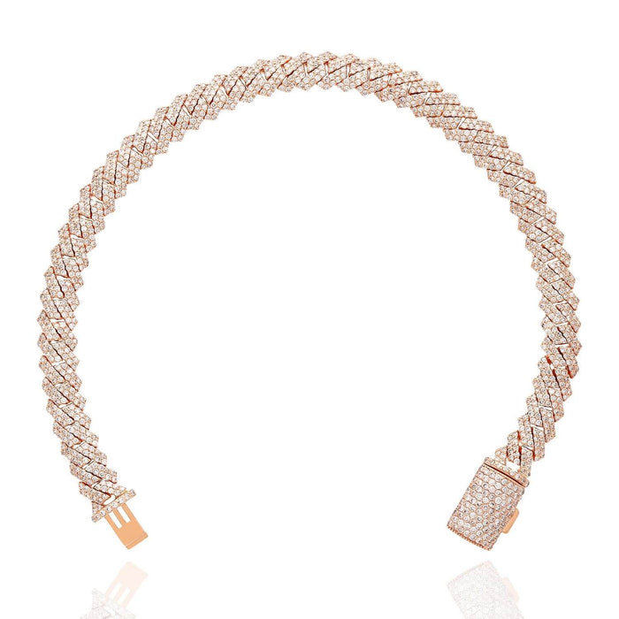 4.65CTW Natural Diamond Pave 14K Rose Gold Yellow White Edge Miami Bracelet (Solid Links) 7.5" - WJD Exclusives