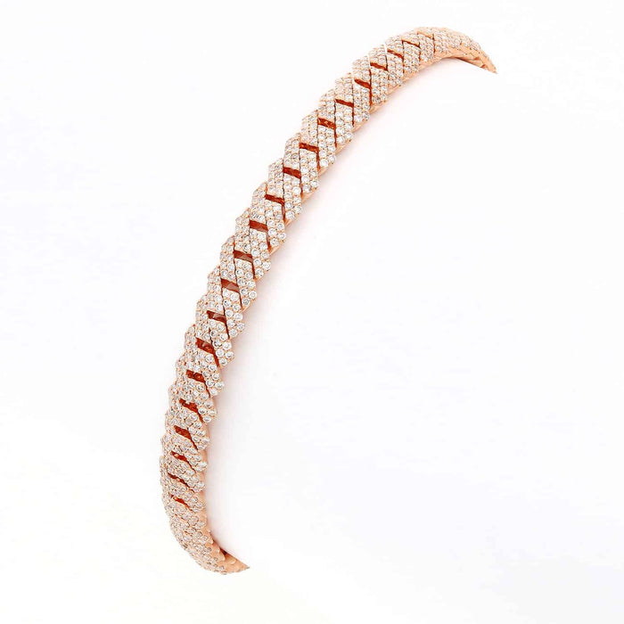 4.65CTW Natural Diamond Pave 14K Rose Gold Yellow White Edge Miami Bracelet (Solid Links) 7.5" - WJD Exclusives