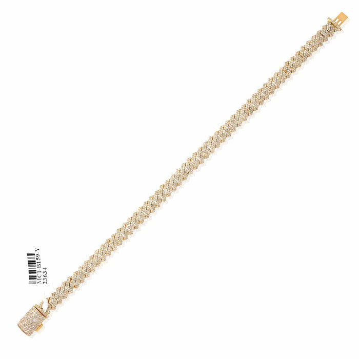 4.65CTW Natural Diamond Pave 14K Rose Gold Yellow White Edge Miami Bracelet (Solid Links) 7.5" - WJD Exclusives