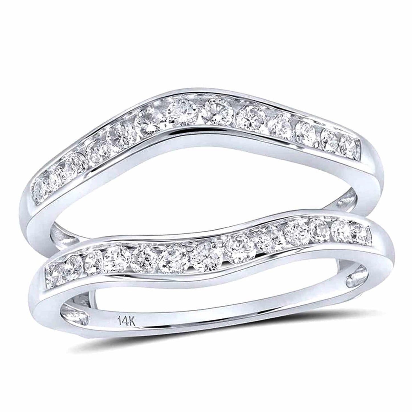 0.50CTW Real Diamond 14K Gold White Channel Set Wrap Ring Enhancer