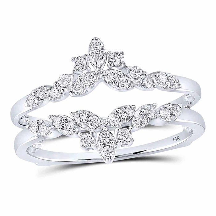 0.35CTW Natural Diamond 14K Gold White Wrap Ring Enhancer - WJD Exclusives
