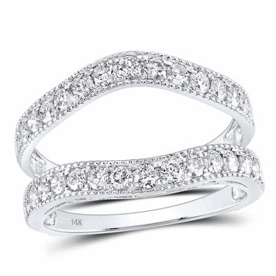 1CTW Natural Diamond 14K Gold White Milgrain Wrap Ring Enhancer - WJD Exclusives