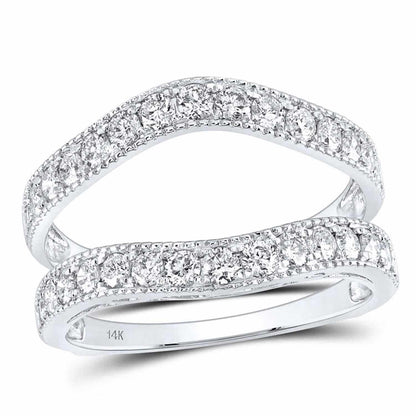 1CTW Real Diamond 14K Gold White Milgrain Wrap Ring Enhancer