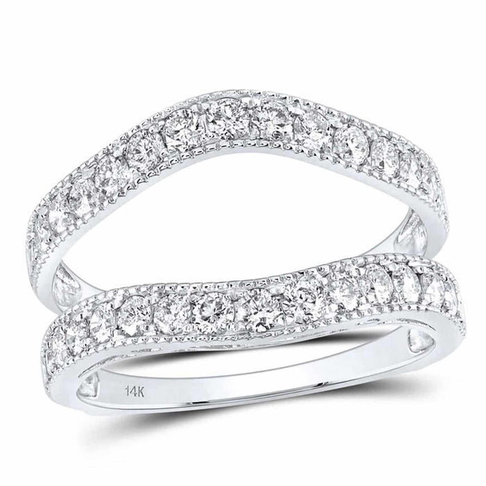 1CTW Natural Diamond 14K Gold White Milgrain Wrap Ring Enhancer - WJD Exclusives