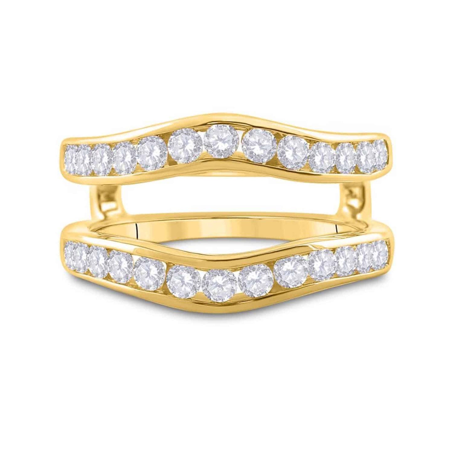 1CTW Real Diamond 14K Gold Yellow Channel Wrap Ring Enhancer