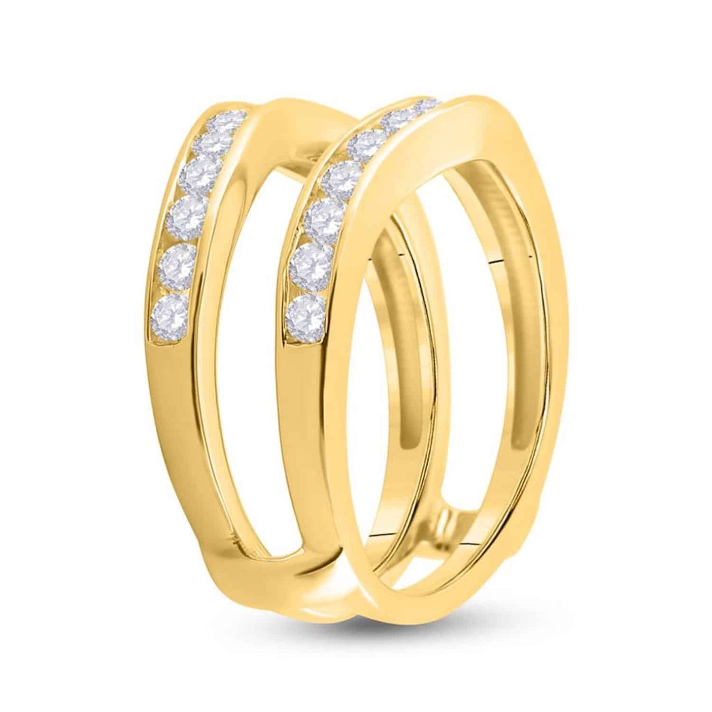 1CTW Real Diamond 14K Gold Yellow Channel Wrap Ring Enhancer