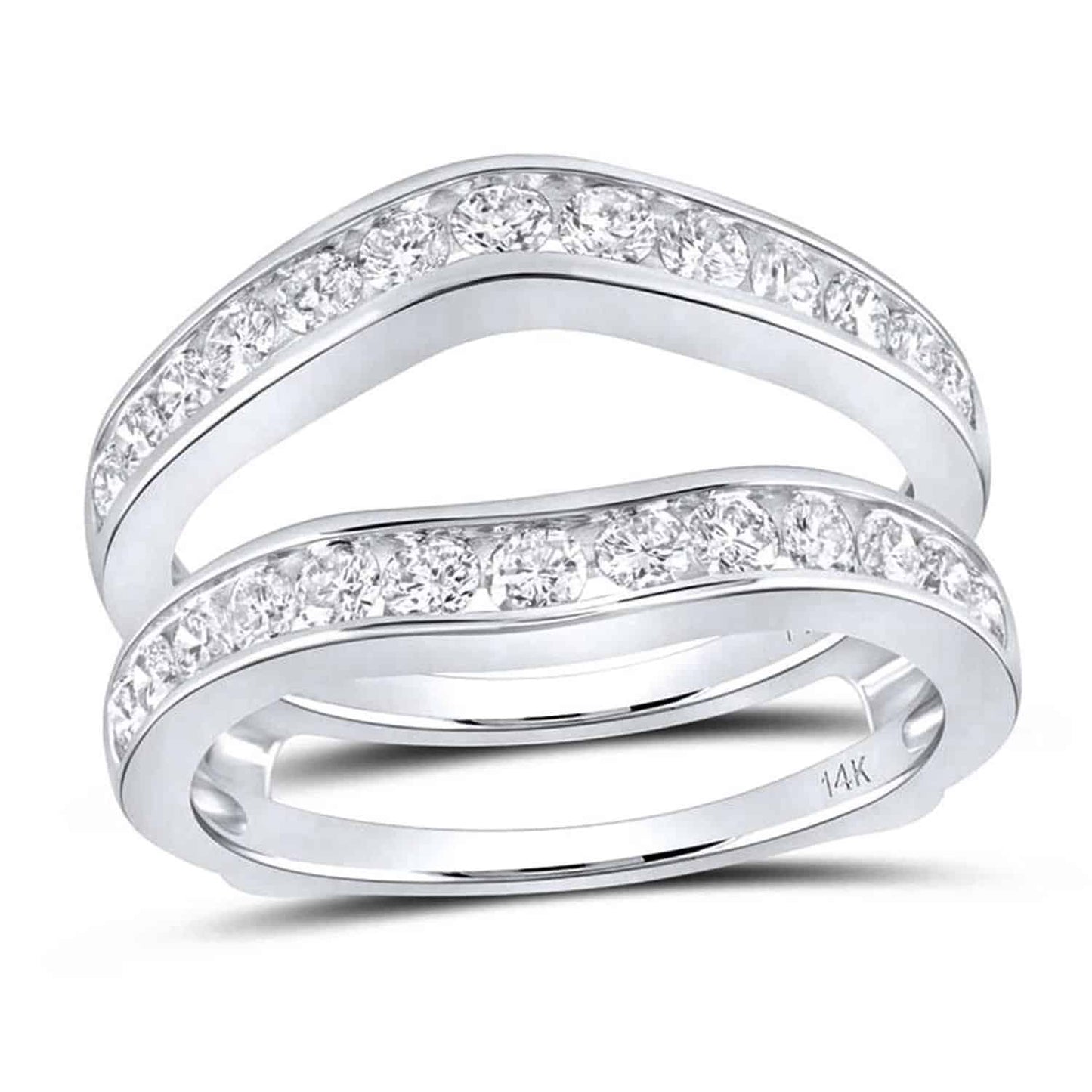 1CTW Real Diamond 14K Gold White Channel Wrap Ring Enhancer