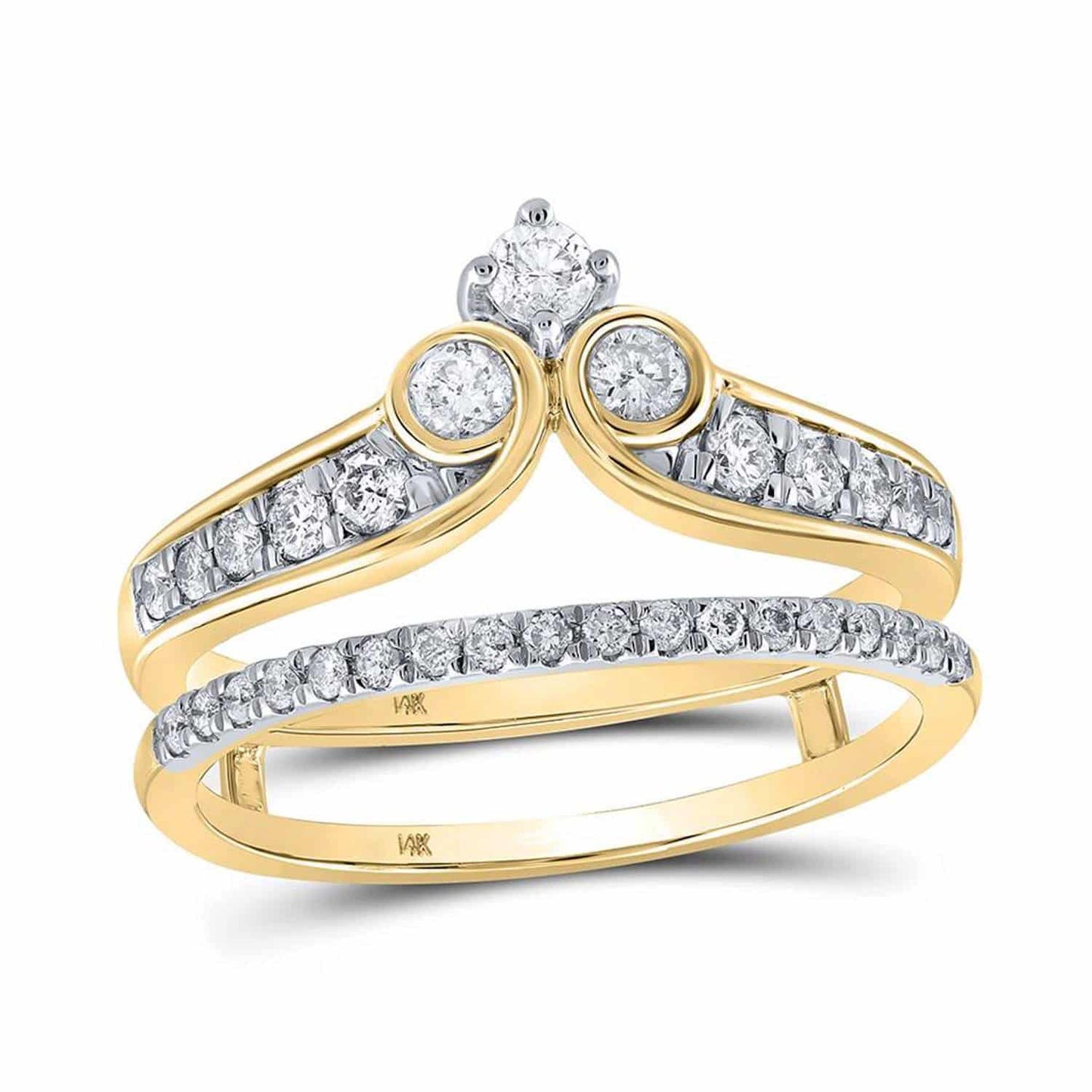 0.50CTW Real Diamond 14K Gold Yellow Wrap Ring Enhancer