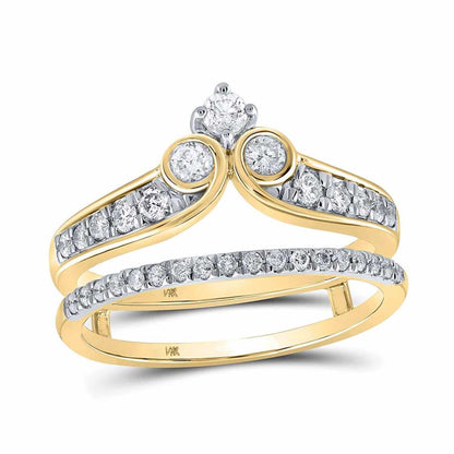 0.50CTW Real Diamond 14K Gold Yellow Wrap Ring Enhancer