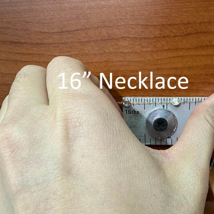 14K Gold 3CT CZ By The Yard Bezel Station Necklace 16"-24"