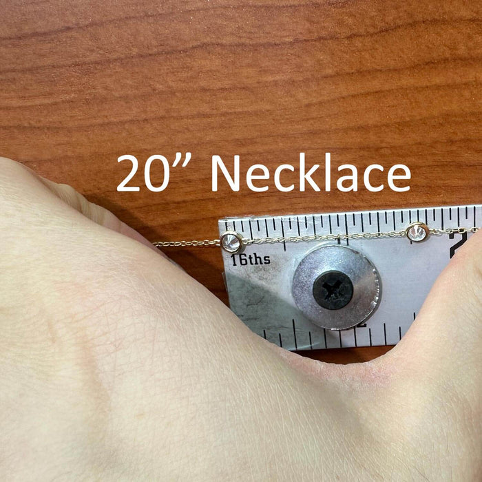 14K Gold 3CT CZ By The Yard Bezel Station Necklace 16"-24"