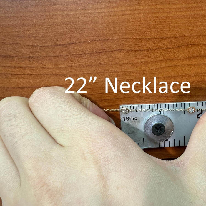 14K Gold 3CT CZ By The Yard Bezel Station Necklace 16"-24"