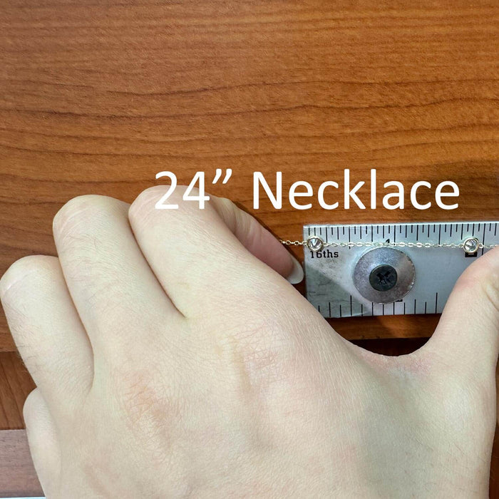 14K Gold 3CT CZ By The Yard Bezel Station Necklace 16"-24"