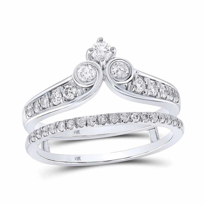 0.50CTW Natural Diamond 14K Gold White Wrap Ring Enhancer - WJD Exclusives