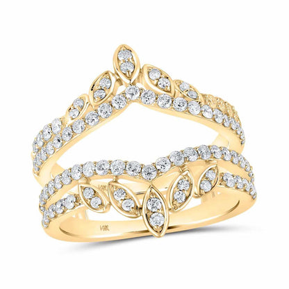 1.05CTW Real Diamond 14K Gold White Chevron Solitaire Ring Enhancer