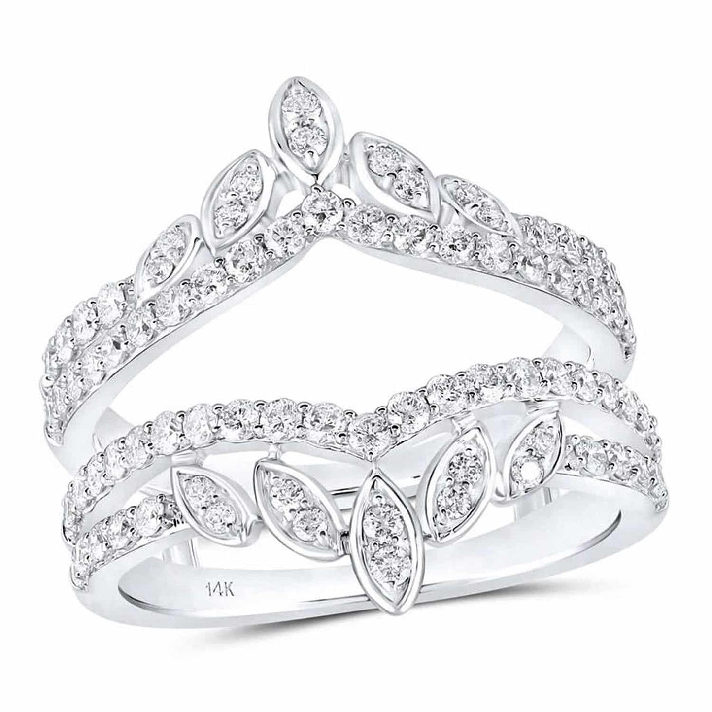 1CTW Real Diamond 14K Gold White Wrap Solitaire Ring Enhancer