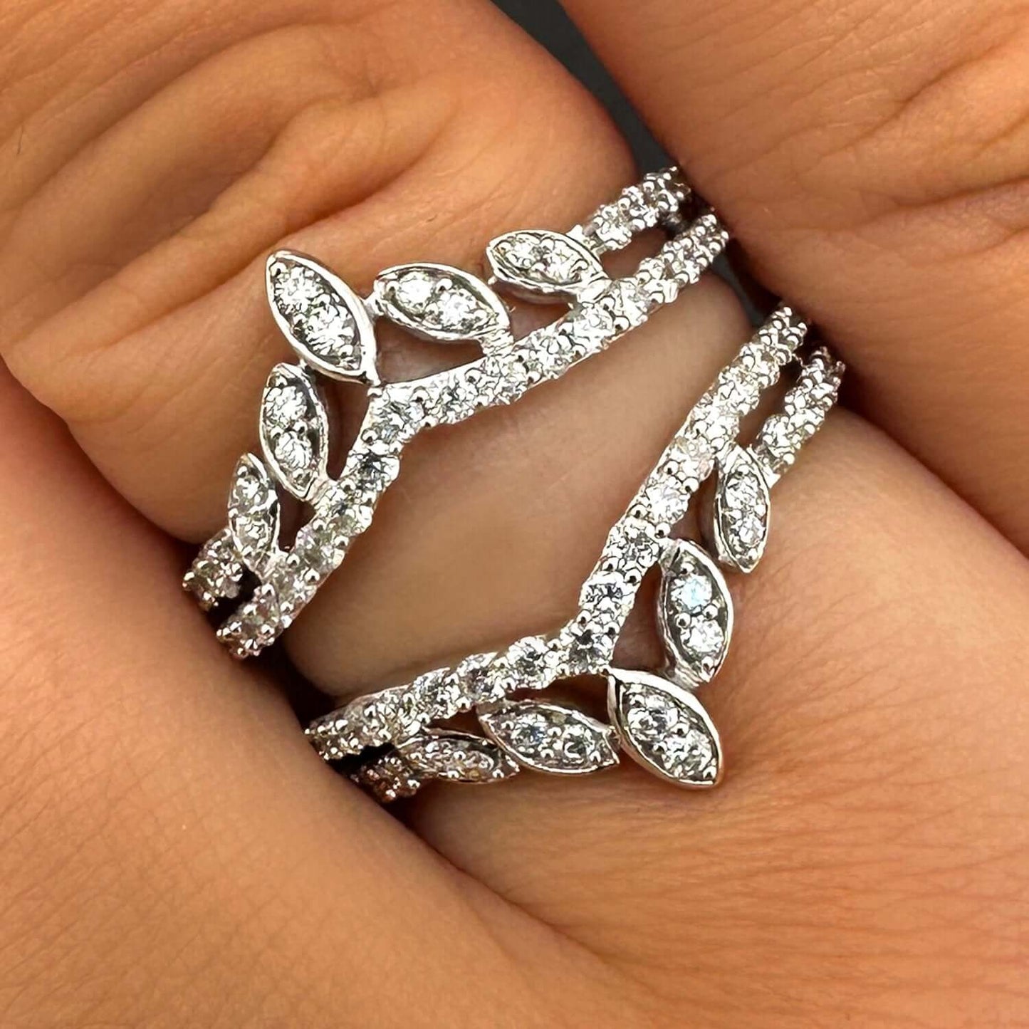 1CTW Real Diamond 14K Gold White Wrap Solitaire Ring Enhancer
