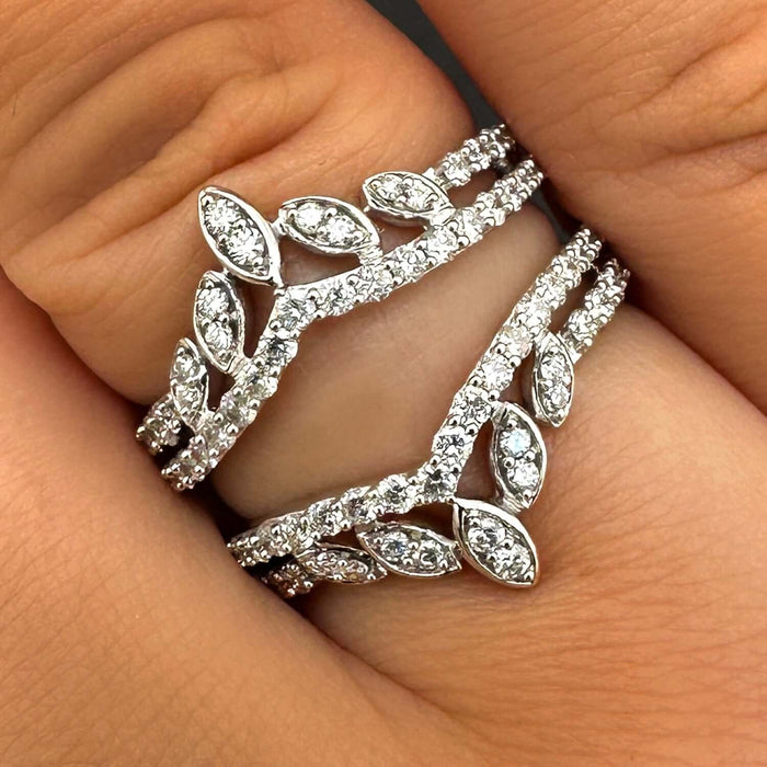 1CTW Natural Diamond 14K Gold White Wrap Solitaire Ring Enhancer - WJD Exclusives