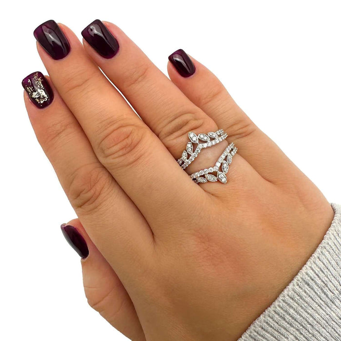 1CTW Natural Diamond 14K Gold White Wrap Solitaire Ring Enhancer - WJD Exclusives