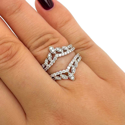 1CTW Real Diamond 14K Gold White Wrap Solitaire Ring Enhancer