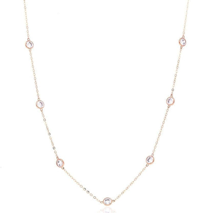 18K Gold 3CT. TW. CZ By The Yard Bezel Station Necklace 16" - 24"