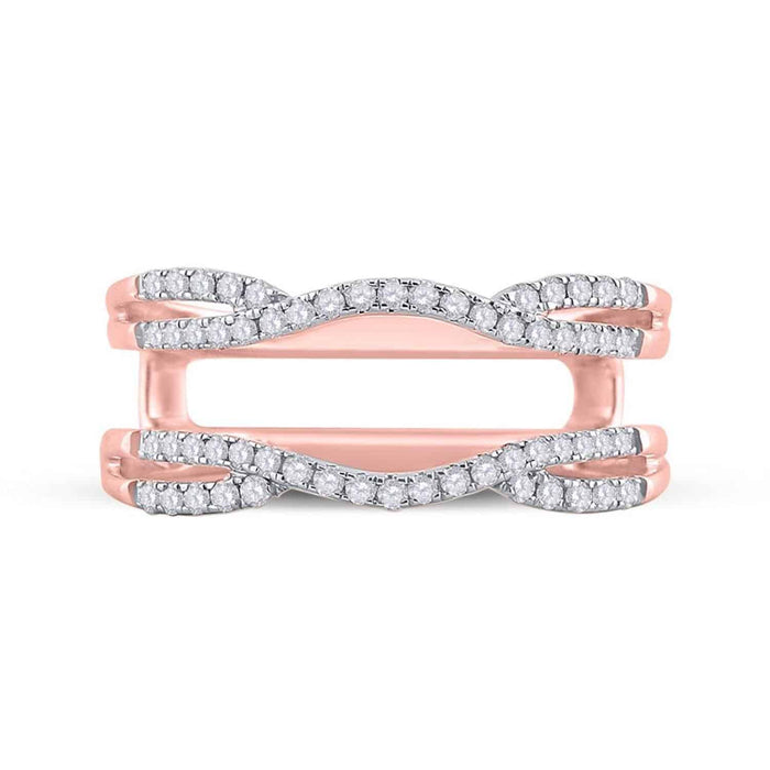 0.35CTW Natural Diamond 14K Rose Gold Solitaire Ring Enhancer - WJD Exclusives