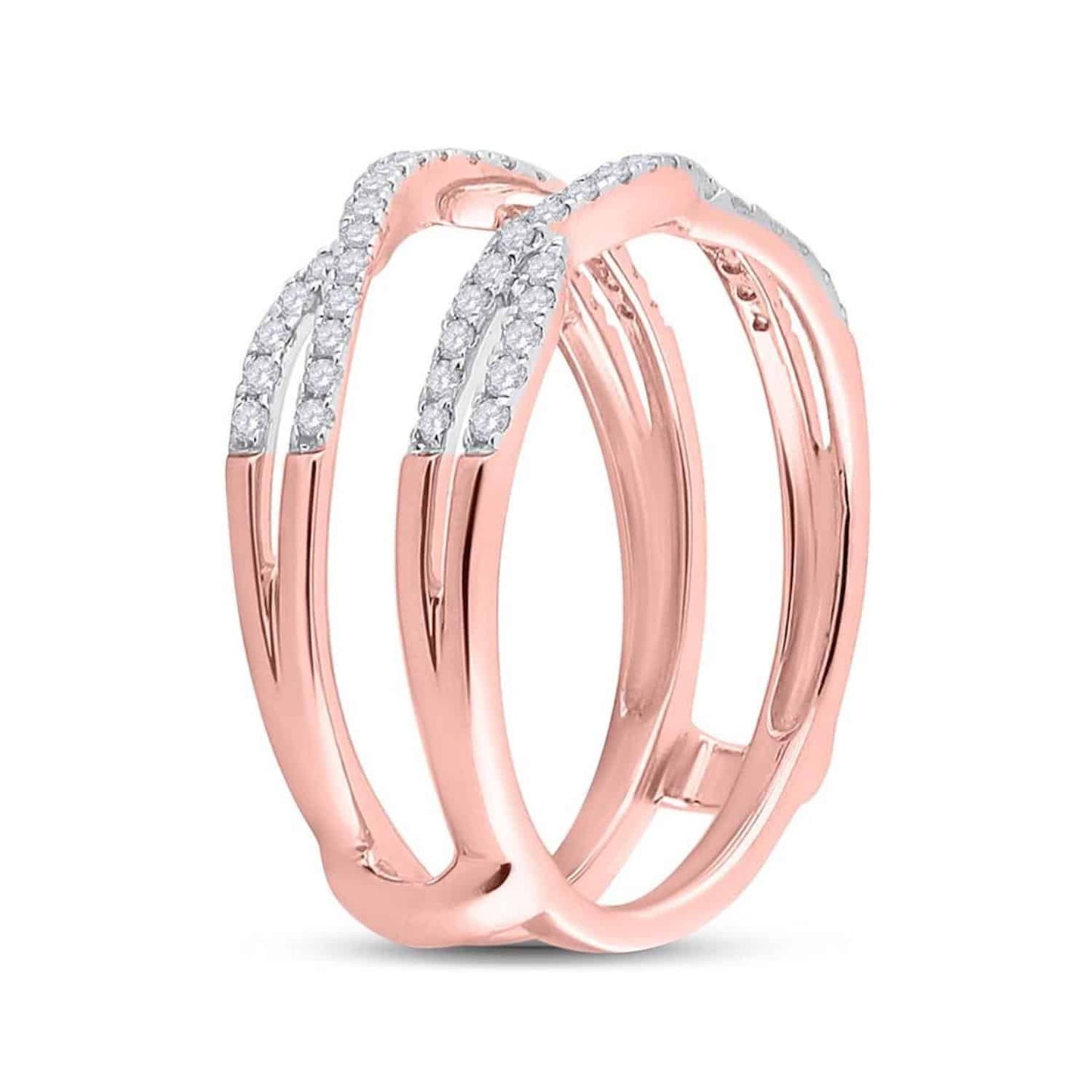 0.35CTW Real Diamond 14K Gold Rose Solitaire Ring Enhancer