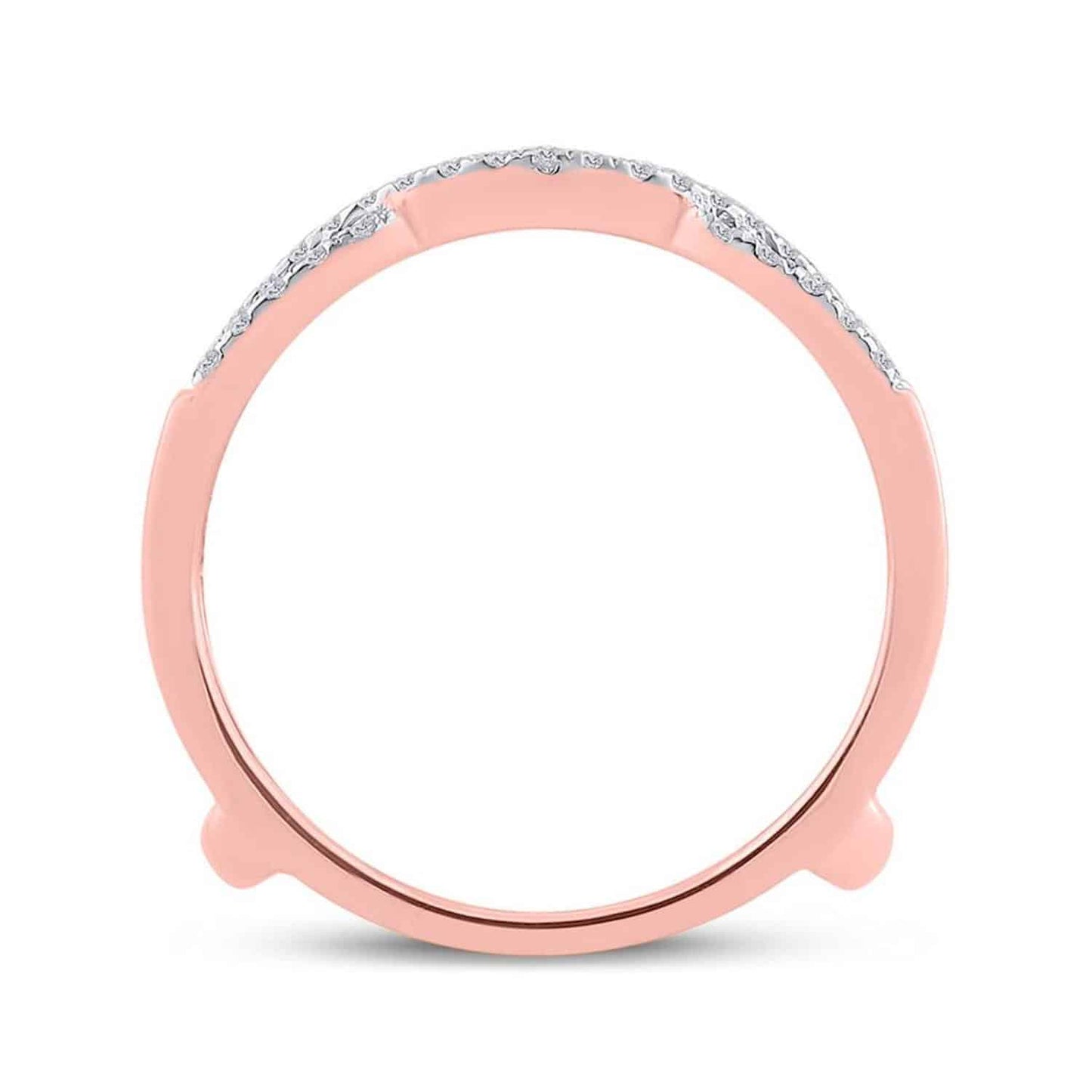 0.35CTW Real Diamond 14K Gold Rose Solitaire Ring Enhancer