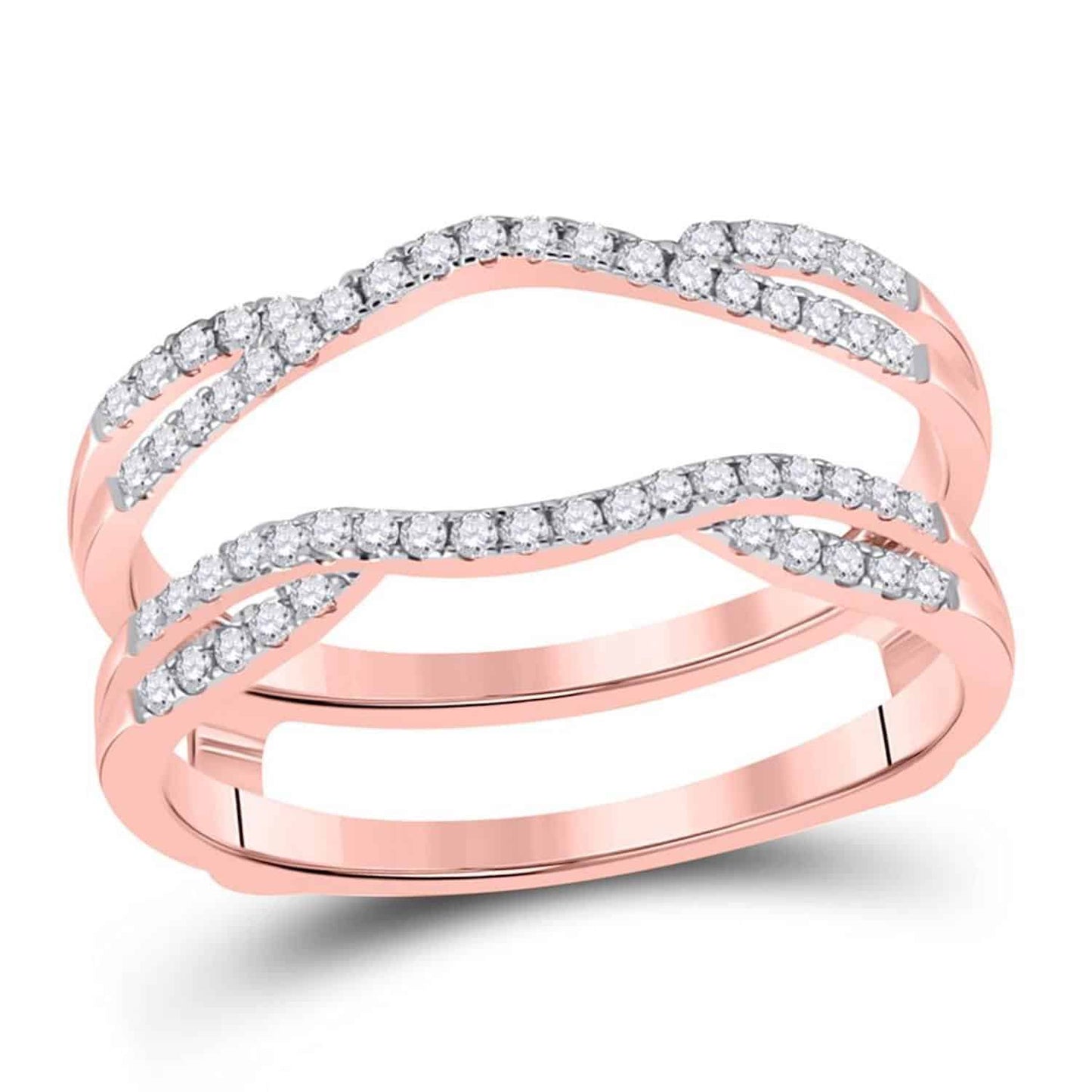 0.35CTW Real Diamond 14K Gold Rose Solitaire Ring Enhancer