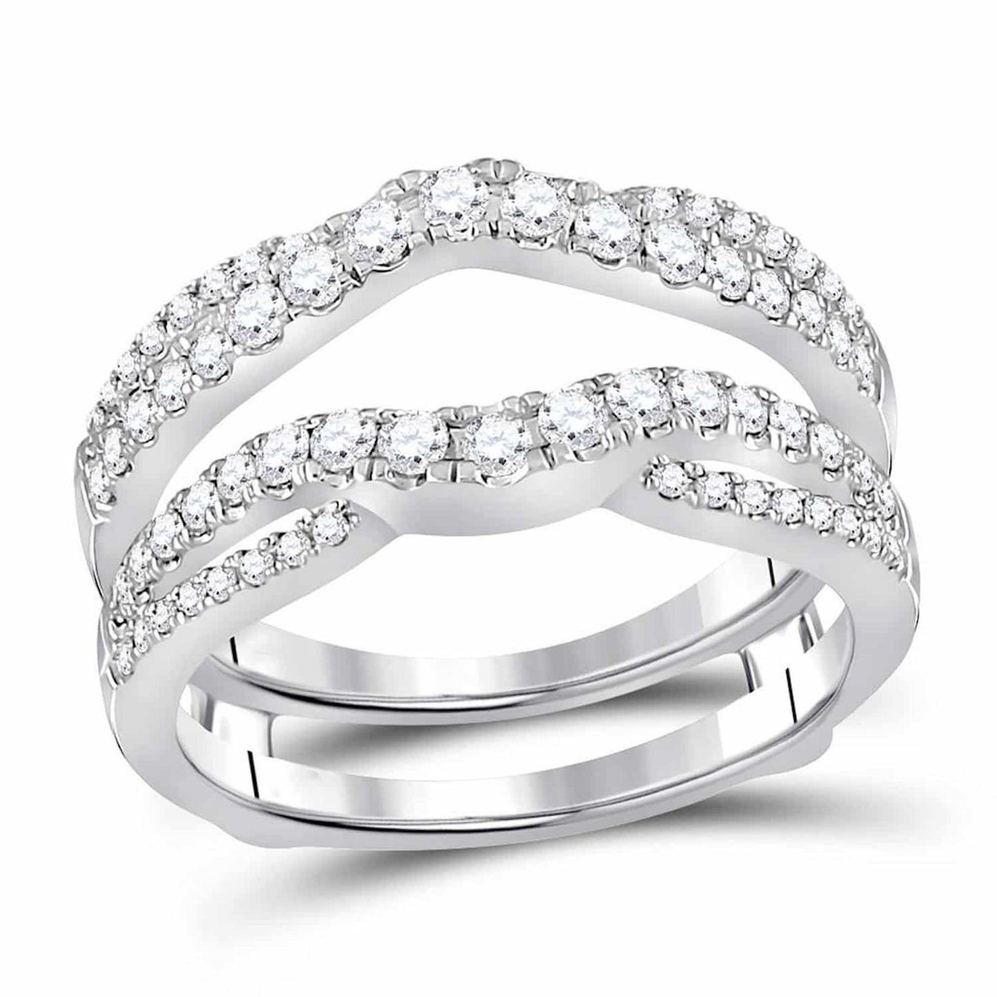 0.63CTW Real Diamond 14K White Gold Solitaire Wrap Ring Enhancer