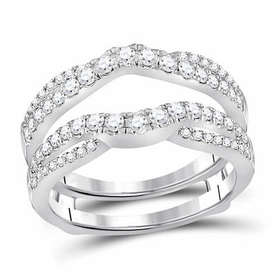 0.63CTW Natural Diamond 14K White Gold Solitaire Wrap Ring Enhancer - WJD Exclusives