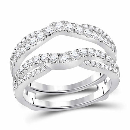 0.63CTW Real Diamond 14K White Gold Solitaire Wrap Ring Enhancer