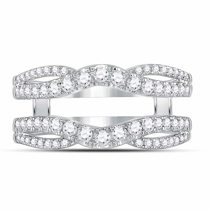 0.63CTW Natural Diamond 14K White Gold Solitaire Wrap Ring Enhancer - WJD Exclusives