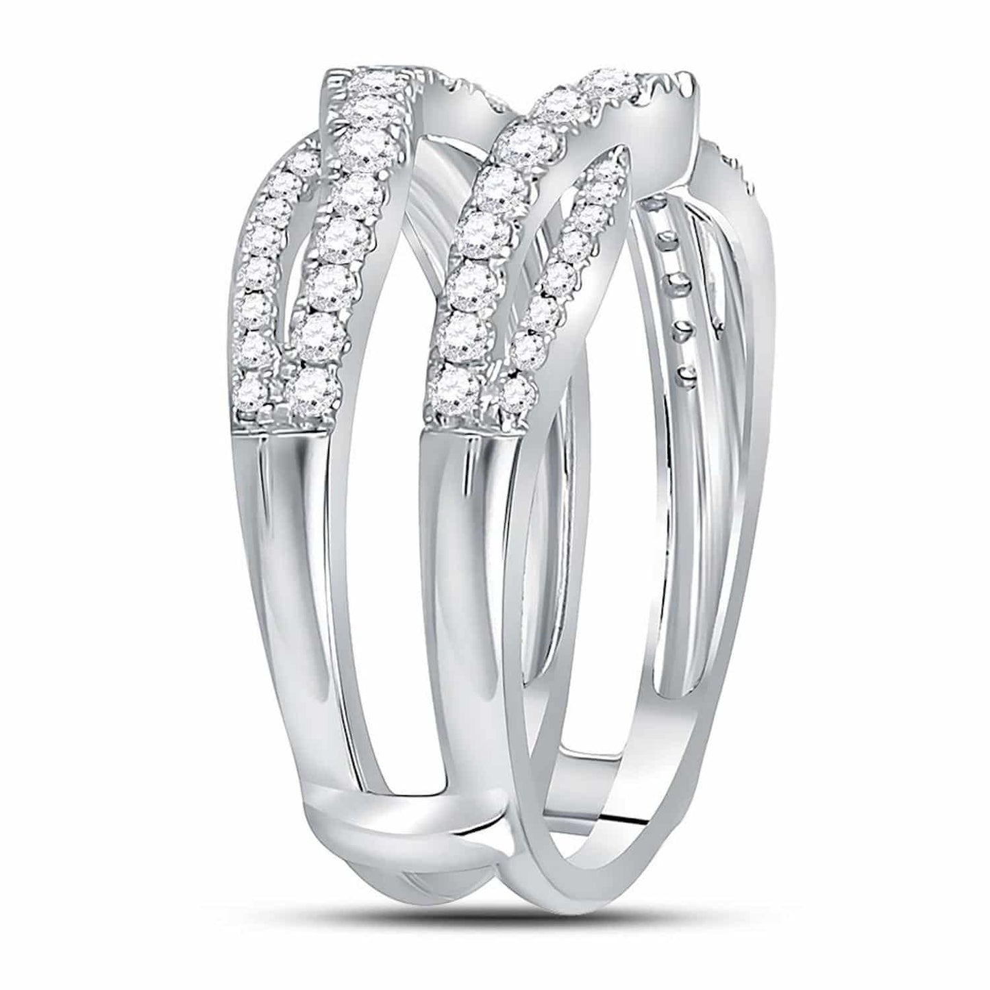 0.63CTW Real Diamond 14K White Gold Solitaire Wrap Ring Enhancer