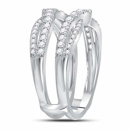 0.63CTW Real Diamond 14K White Gold Solitaire Wrap Ring Enhancer