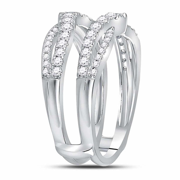 0.63CTW Natural Diamond 14K White Gold Solitaire Wrap Ring Enhancer - WJD Exclusives