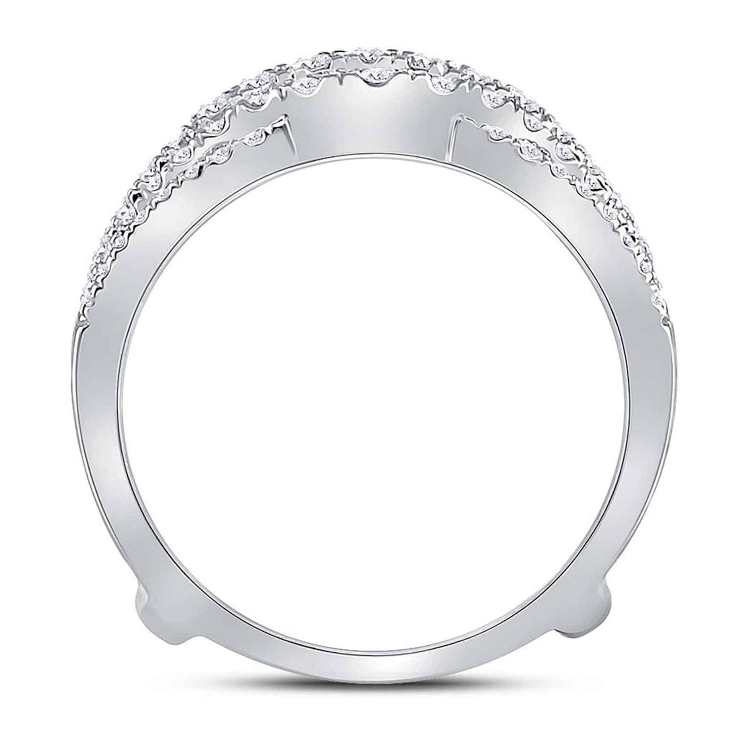 0.63CTW Real Diamond 14K White Gold Solitaire Wrap Ring Enhancer