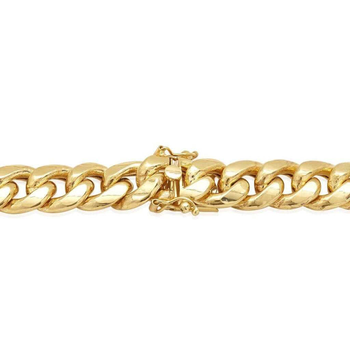 14K Yellow Gold 10mm Miami Cuban Chain Box Clasp (Hollow) 24"