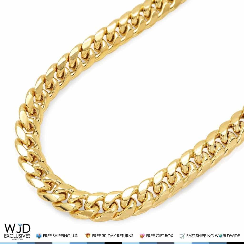 10K Yellow Gold Hollow 11mm Miami Cuban  Chain Necklace 30"