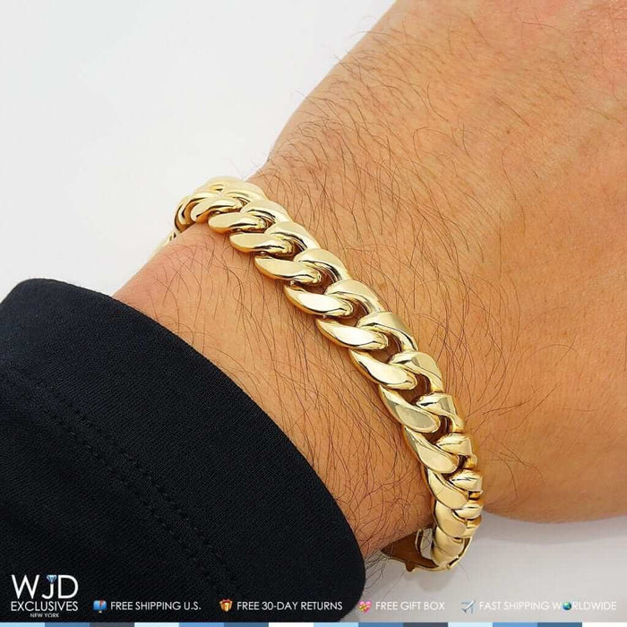 10K Gold Yellow 11mm Miami Cuban Box Clasp Bracelet (Hollow) 8.5"