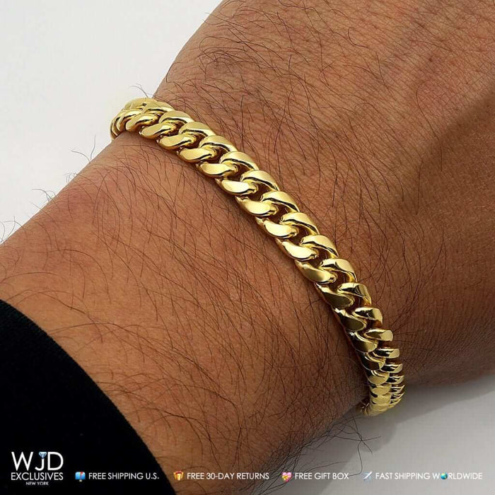 10K Gold Yellow 7.8mm Miami Cuban Bracelet (Hollow) Box Clasp 8.5" 9"