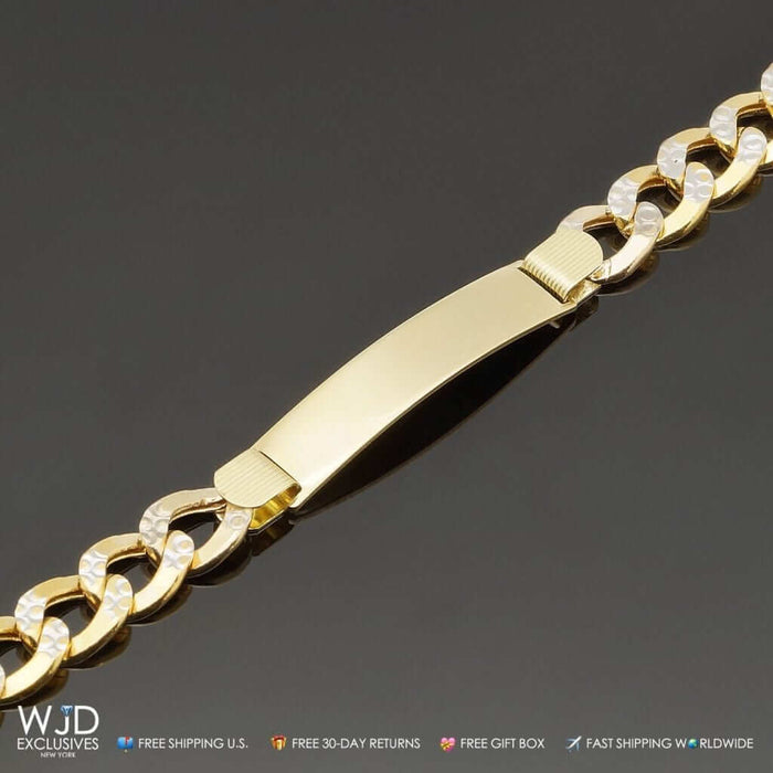 10K Yellow Gold Diamond-Cut Cuban Curb ID Bracelet (Solid Links) 8.5"