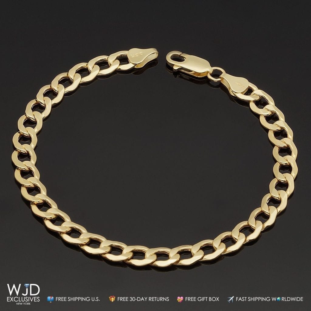10k Gold Yellow 6.7mm Hollow Cuban Curb  Men's Bracelet 8.5"