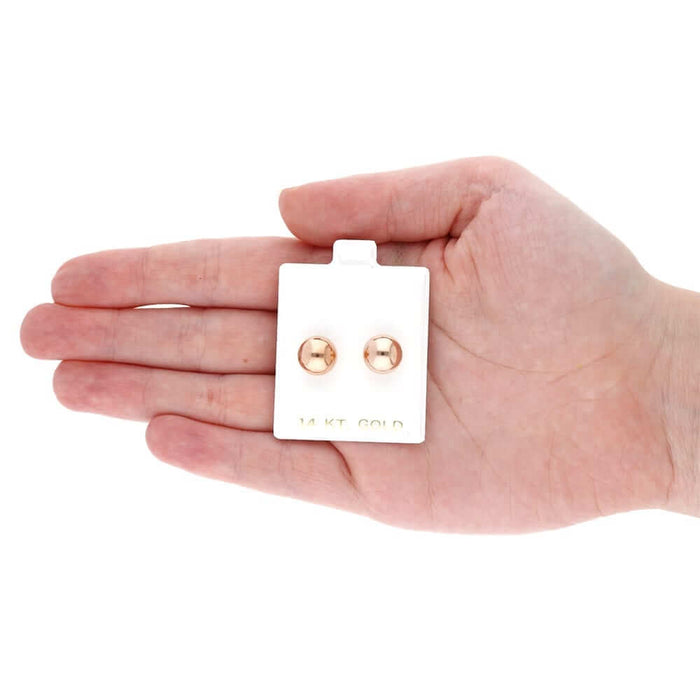 14k Rose Gold Ball Push Back Stud Earrings 3mm-10mm