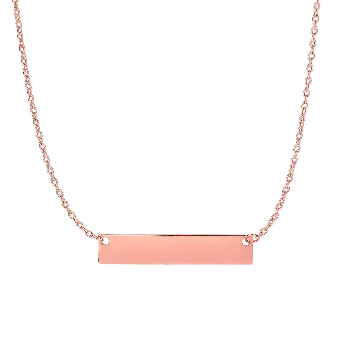 Engravable 14K Tri - Color Gold Personalized Bar Necklace (Solid Links) 18" - WJD Exclusives