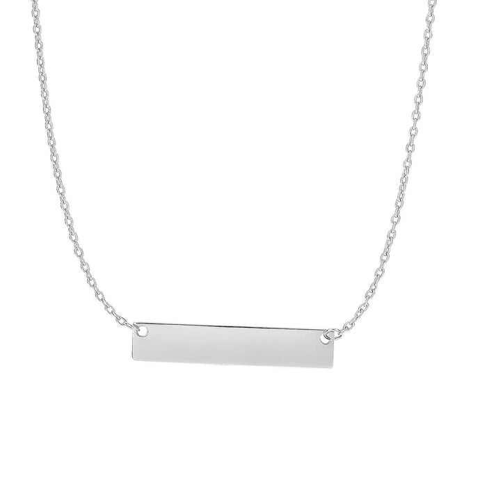 Engravable 14K Tri - Color Gold Personalized Bar Necklace (Solid Links) 18" - WJD Exclusives
