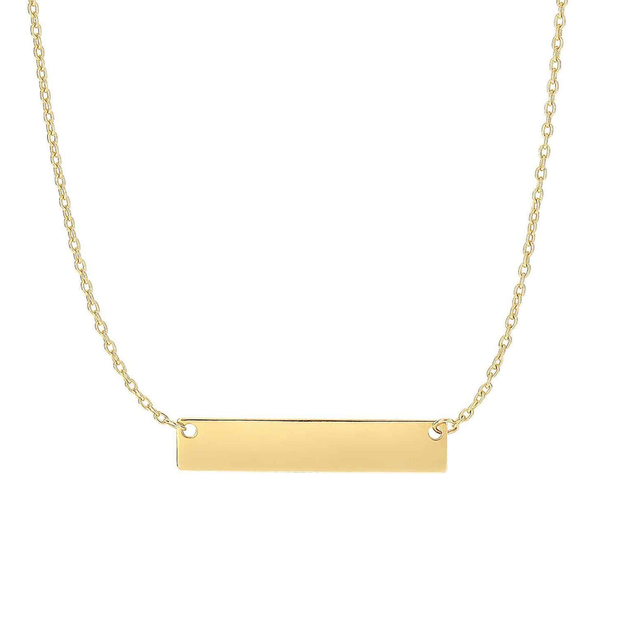 Engravable 14K Tri - Color Gold Personalized Bar Necklace (Solid Links) 18" - WJD Exclusives