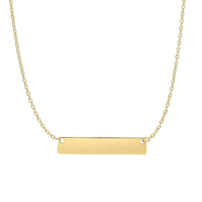 Engravable 14K Tri - Color Gold Personalized Bar Necklace (Solid Links) 18" - WJD Exclusives
